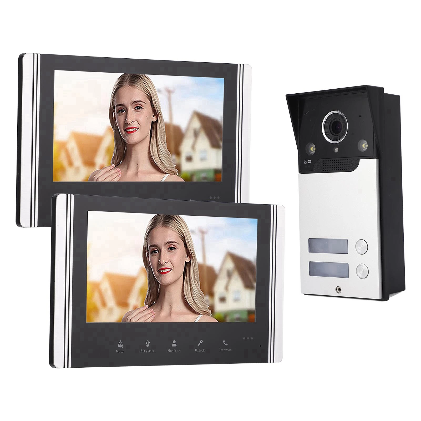 Video Doorbell Intercom System 7in TFT LCD Screen 120° Wide Angle for Home Apartment AC100‑240V Video Intercom System