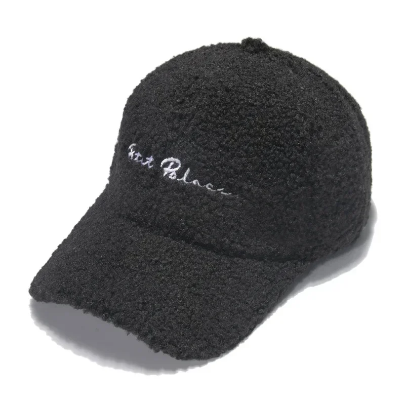 New Lamb Wool Hat for Women Autumn and Winter Korean Style Warm Sun Hat Plush Baseball Cap Winter Baseball Cap