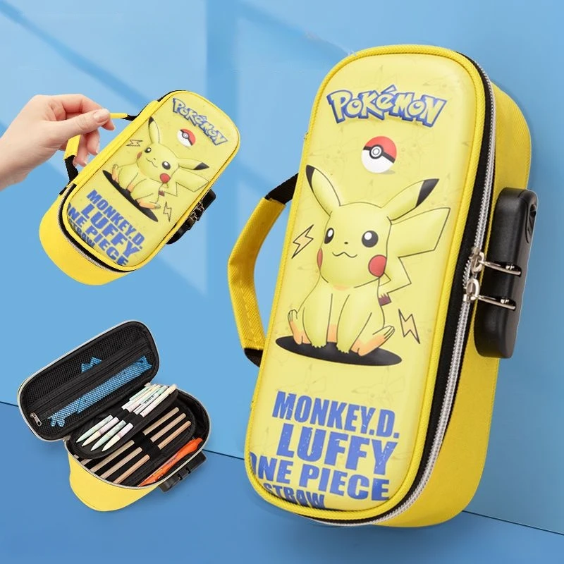 Pikachu Pencil Case Combination Lock Pencil Case Primary School Students Multifunctional Pencil Case Large Capacity Pencil Case