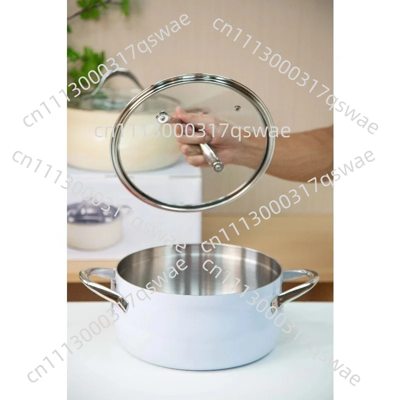 316L Stainless Steel Household Soup Pan,Glazed Ceramic Non-Stick,Electromagnetic Oven Compatible,Multi-Purpose Cooking And Stew