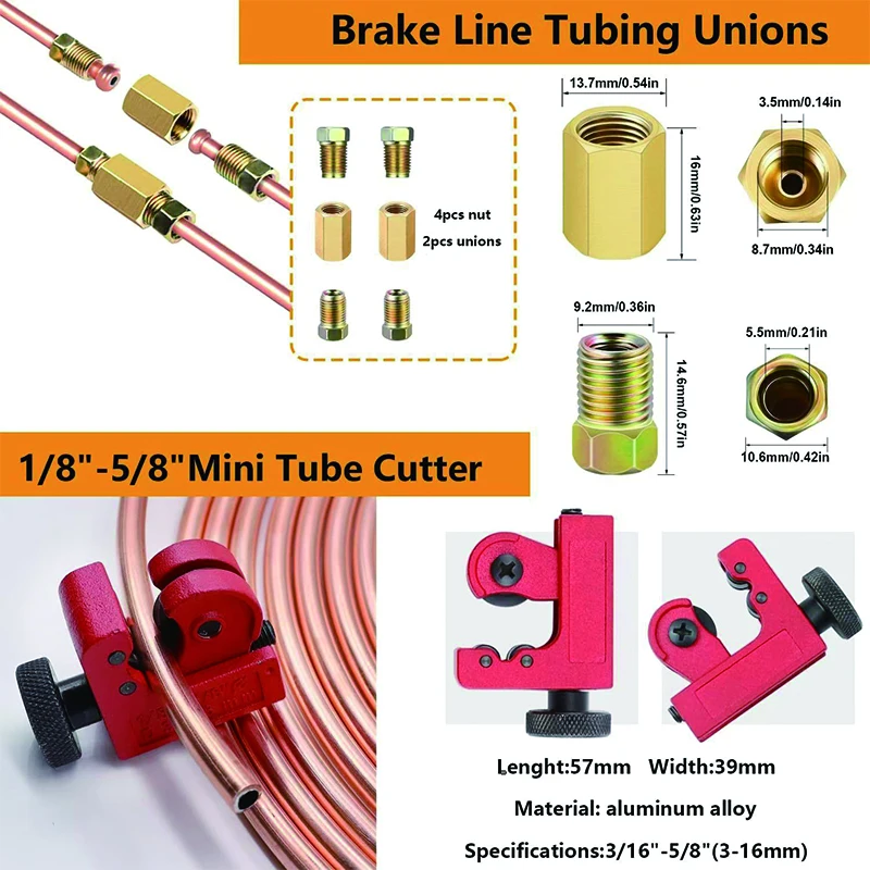 Brake Pipe Repair Kits Accessories Car Brake Line Fittings Roll Coil 3/16\
