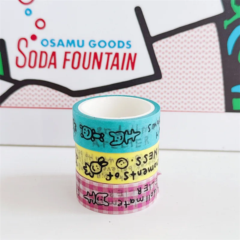 

5m Roll Minimalist Cartoon Washi Tape Korean Style Ins Aesthetic English Lettering Decorative Adhesive Tape for Diary Craft