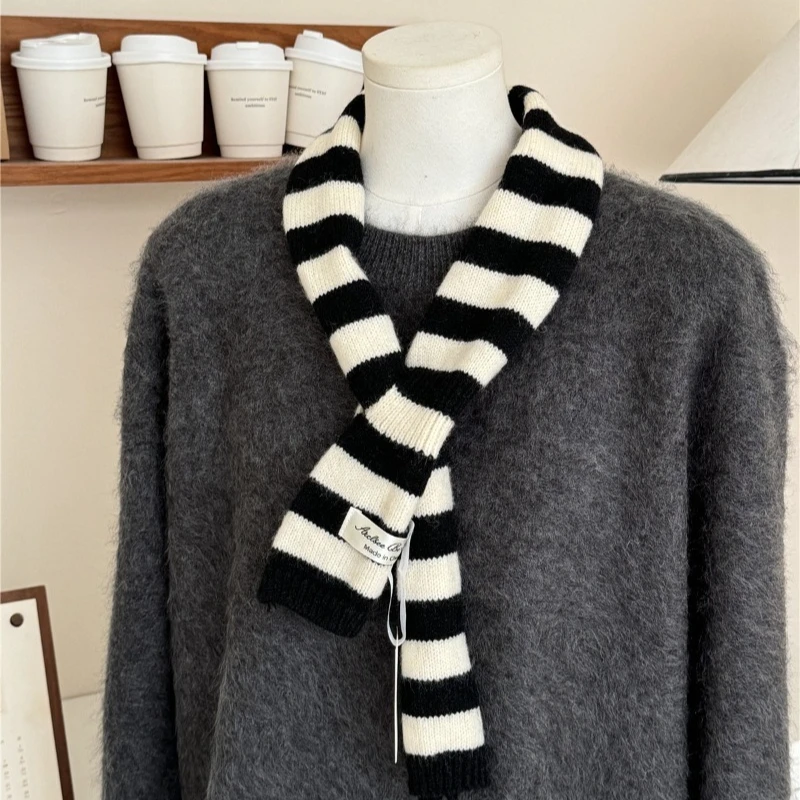 جديد اللون حجب مخطط محبوك وشاح للنساء الخريف والشتاء أزياء وشاح غير رسمي متعدد الاستخدامات #6