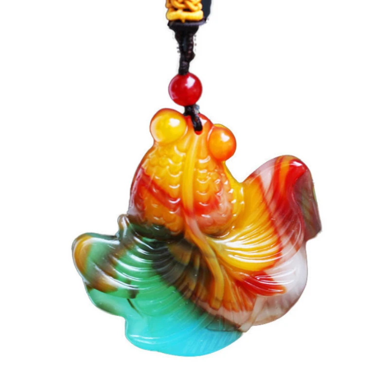 Colorful jade agate goldfish pendant Gobi bloodstone colorful pendant