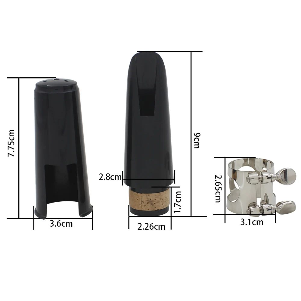 ABS Clarinet Mouthpiece Tube Head + Reed+ Cap Metal Ligature Professional Instrument Set