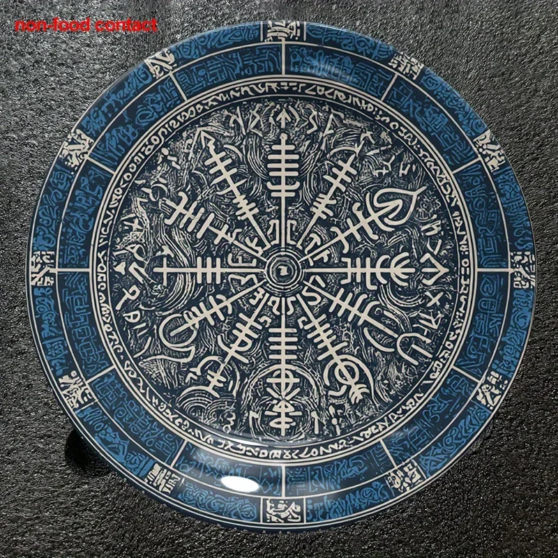 1pc Vintage Ceramic Wall Hanging Plate - Elegant Blue & White Decorative Plate with Intricate Patterns, Non-Food Contact