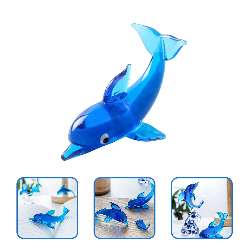 Dolphin Ornament Collectibles Decoration Marine Ocean Decorations Hand Blown Animal Figurine Jumping Figurines Mini Ornaments