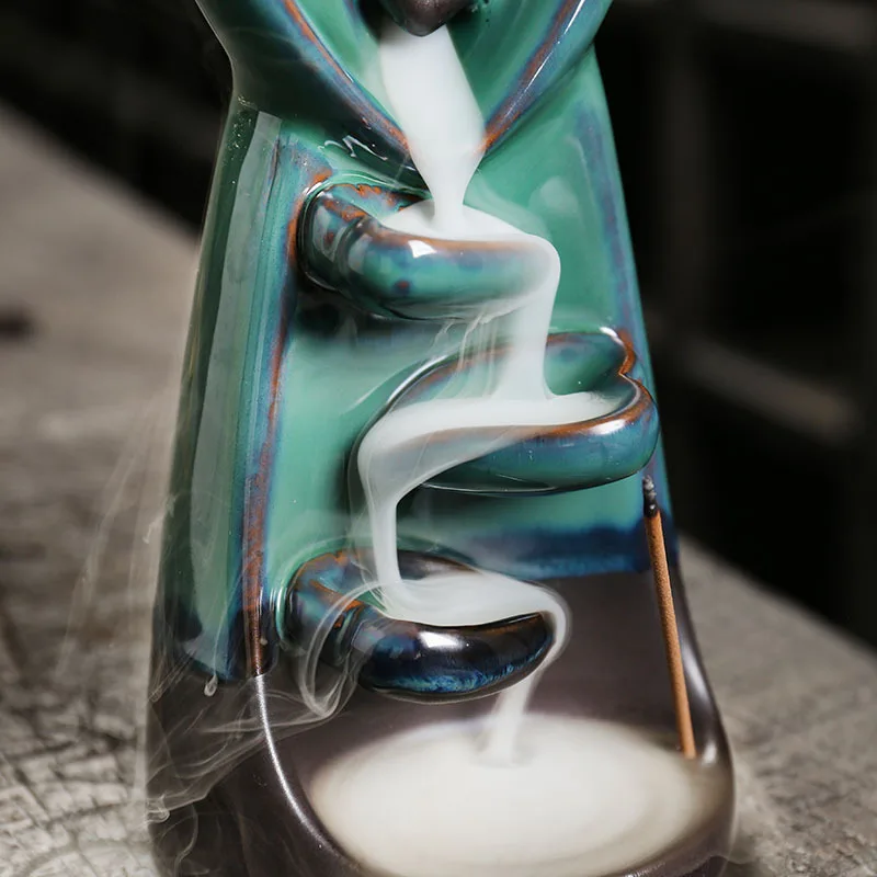 Handmade Ceramic Waterfall Backflow Incense Burner Couple Hug Heart Shaped Incense Holder Decorative Ornament Home Decor For Liv view 3