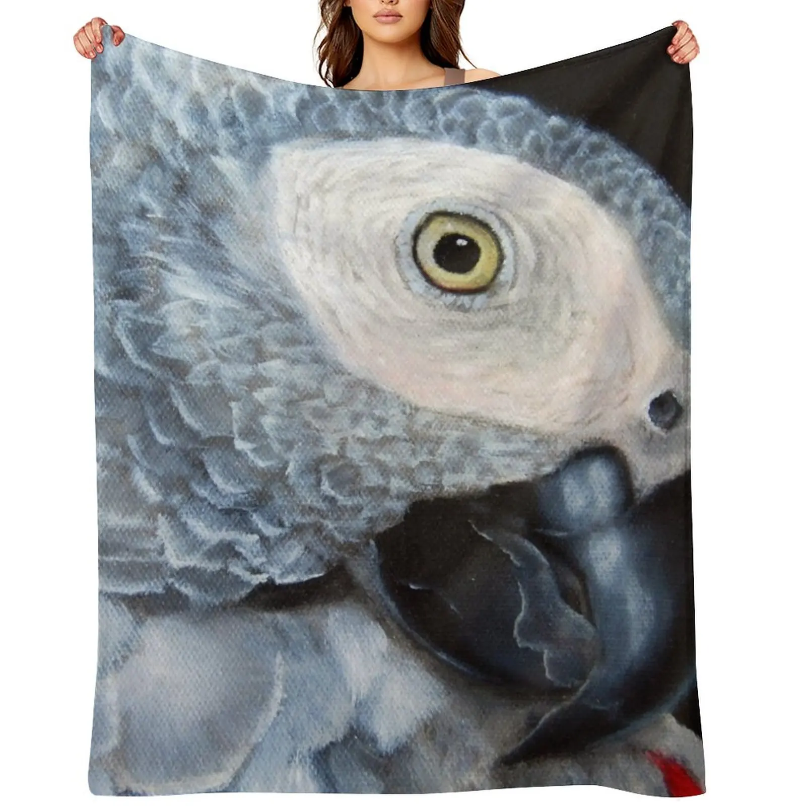 

African Grey Parrot Art Throw Blanket Thermals For Travel Large Retros Hair Blankets