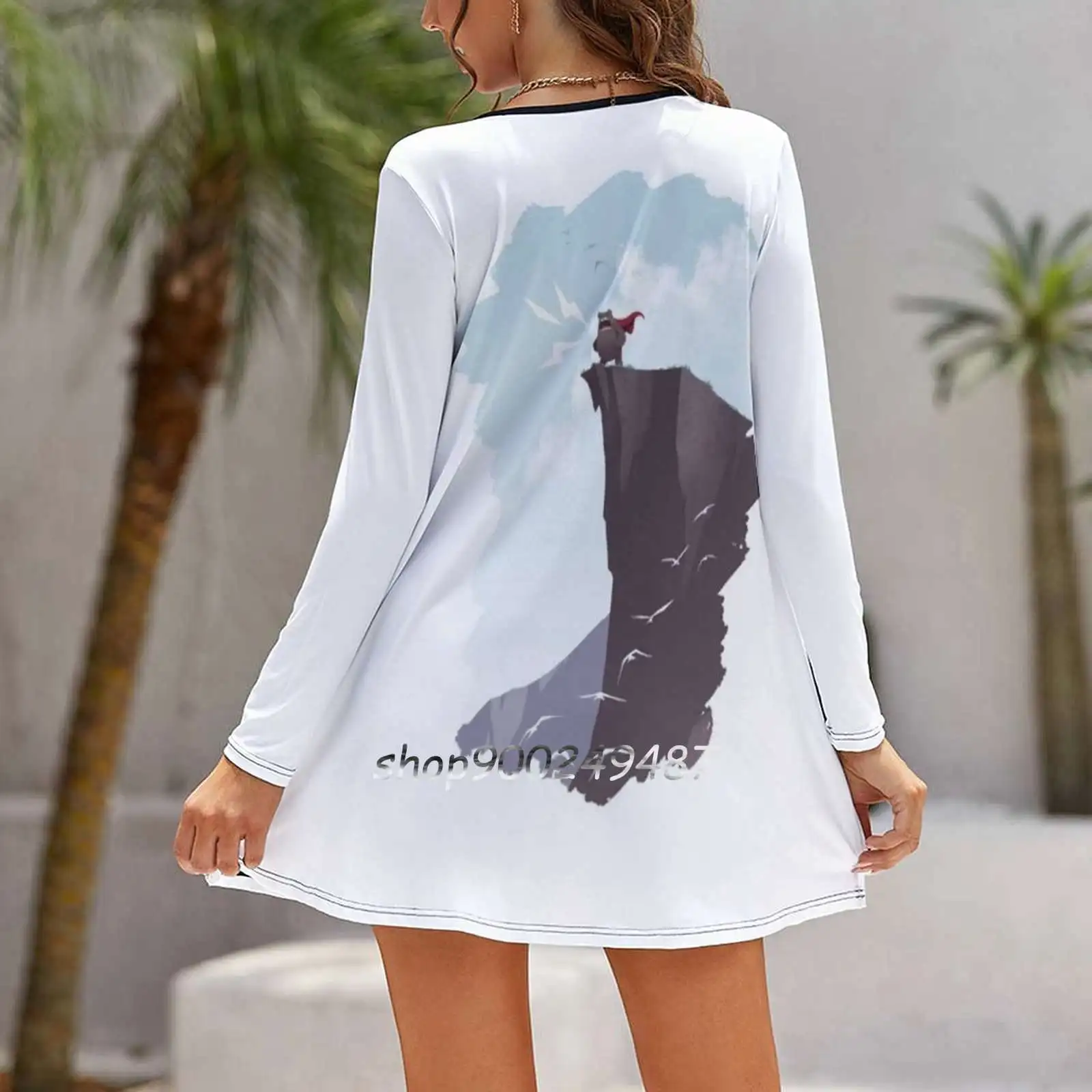 Sunrise-Monster Yell Women Spring Autumn Long Sleeve Dress Female Casual Dress Sunrise Sunrise Story Comic Book Story Story