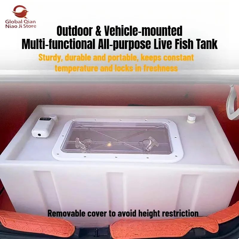 Transparent Live Fish Tank, Vehicle-mounted Special Fish Transport Box, Sealed Anti-spill Design with Handle for Wild Fishing