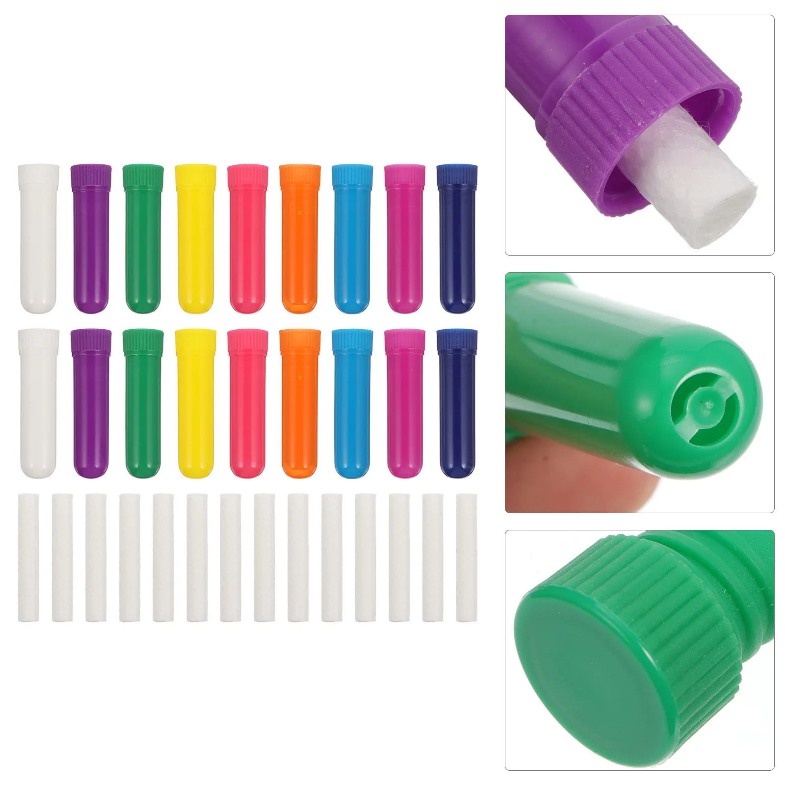 

30 шт. флаконов-трубочек для эфирных масел, портативные пустые бутылочки для ароматерапии, многоразовые, случайный цвет, мятный оттенок