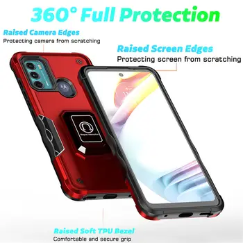 適用於摩托羅拉 Moto G60 G30 G20 G10 E20 E30 E40 的豪華矽膠 PC 防震保護殼,帶磁吸金屬環保護後蓋 8 最佳銷售 摩托羅拉 Moto G60 手機殼 - №1