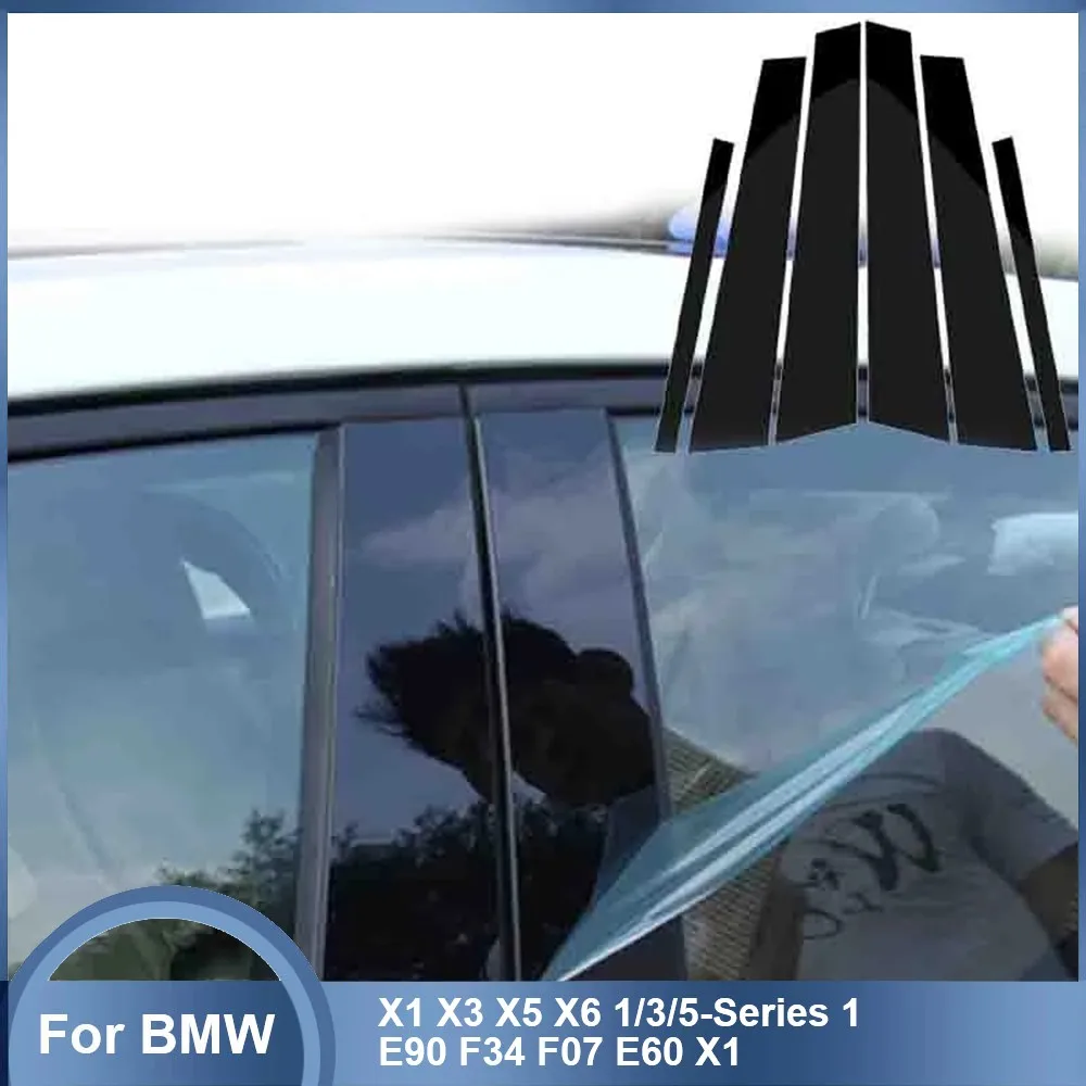 

Gloss Black For BMW X1 X3 X5 X6 Series 1 3 5 E90 F34 F07 E60 Car Window B-pillars Decorative Sticker Styling Trim Accessories