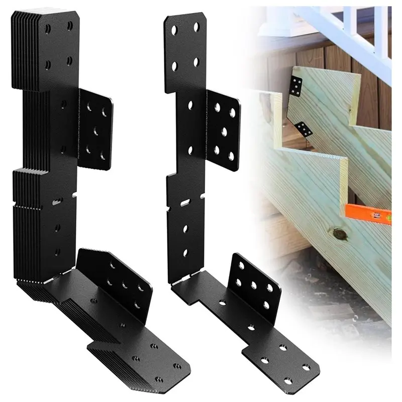 

A64Z Black Stair Stringer Hanger Bracket,Adjustable Stair Stringer Hanger,Deck Stair Brackets,Tair Stringer Connector Great