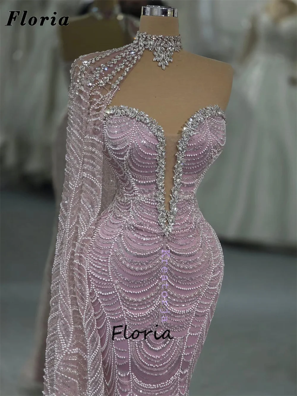 

Элегантные вечерние платья русалки с бисером для свадьбы, халаты De Soiree, вечернее платье на одно плечо, платье для выпускного вечера на одно плечо по индивидуальному заказу