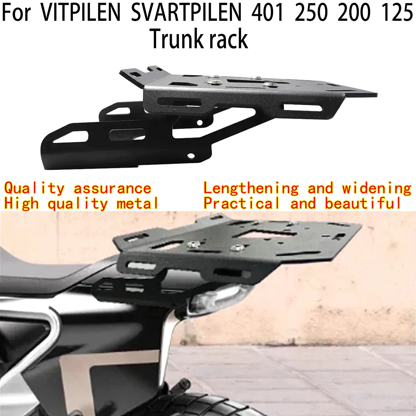 For Husqvarna Svartpilen 401 250 200 125 Trunk rack Vitpilen 401 250 200 Lengthening and widening the rear tail rack of luggage