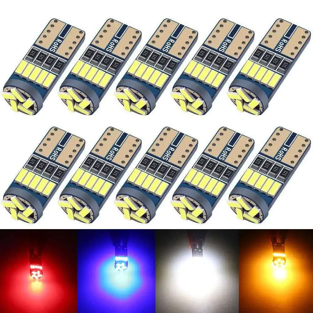 10PCS Led W5W T10 Car Signal Lamp 501 194 Bulbs 4014SMD Clearance Reading Interior Lights 6000K 12V