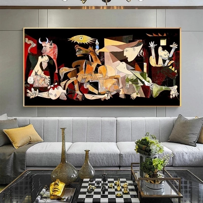 Picasso Famous Painting The Guernica Reproduction Canvas Painting Art Poster Abstract Modernism Wall Pictures Cuadros Home Decor