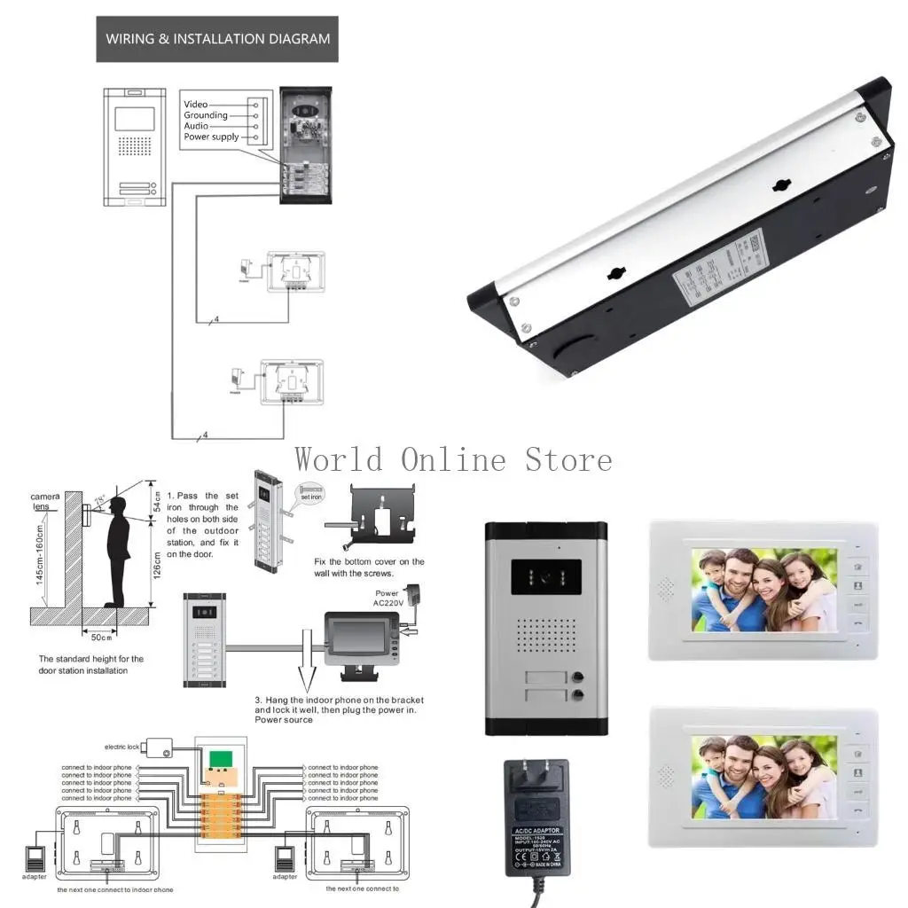 

Видеометрическая система дверных звонков с 7 -дюймовыми внутренним дисплеем 700TVL Outdoor Camera 87HC