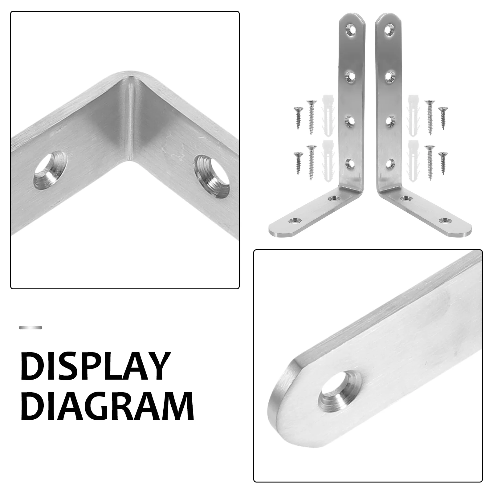 2 Pcs Anti-tip Kit Kids Dresser Furniture Angle Brackets Stainless Steel Wall Anchors for Baby Proofing 304