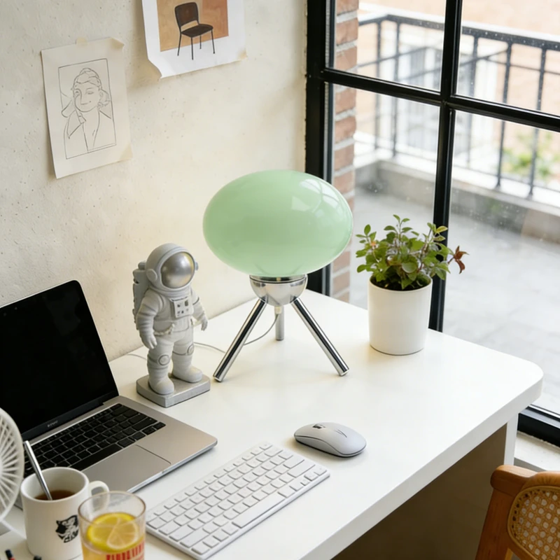 

Bauhaus Mid-Century Macaron Glass Table Lamp Danish Designer Version Ins Blogger Style Nordic Art Living Room Study Bedroom