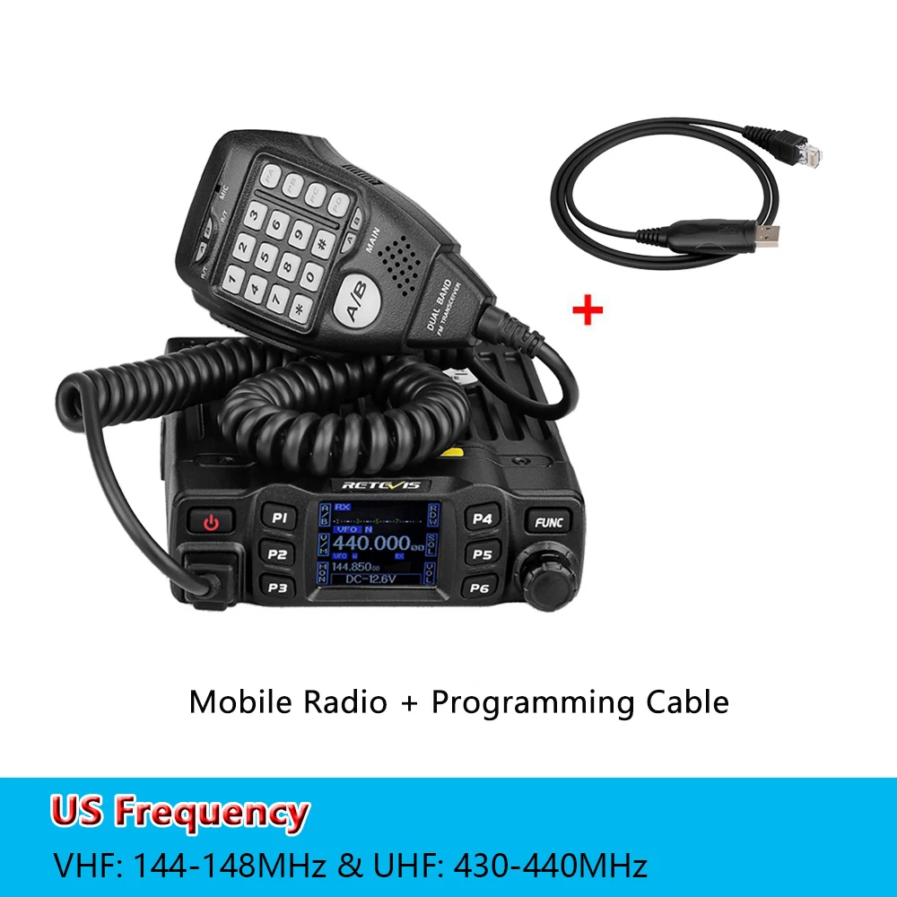 Retevis RT95 Mobiele Ham Radio Tweeweg Autoradio VHF UHF Dual Band Mobiel Radiostation Transceiver Basisstation voor Camping