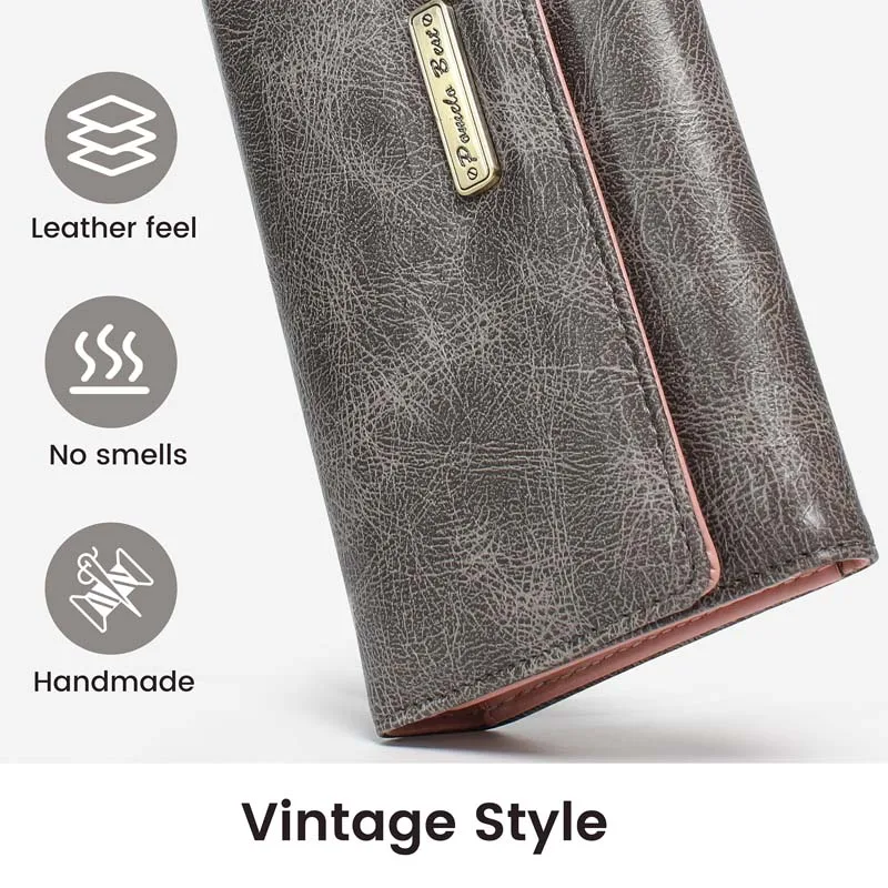 Wallet For Women RFID Blocking Trifold Credit Card Holder Slim Womens Wallet with Zipper Coin Pocket ID Window Grey ladies Purse