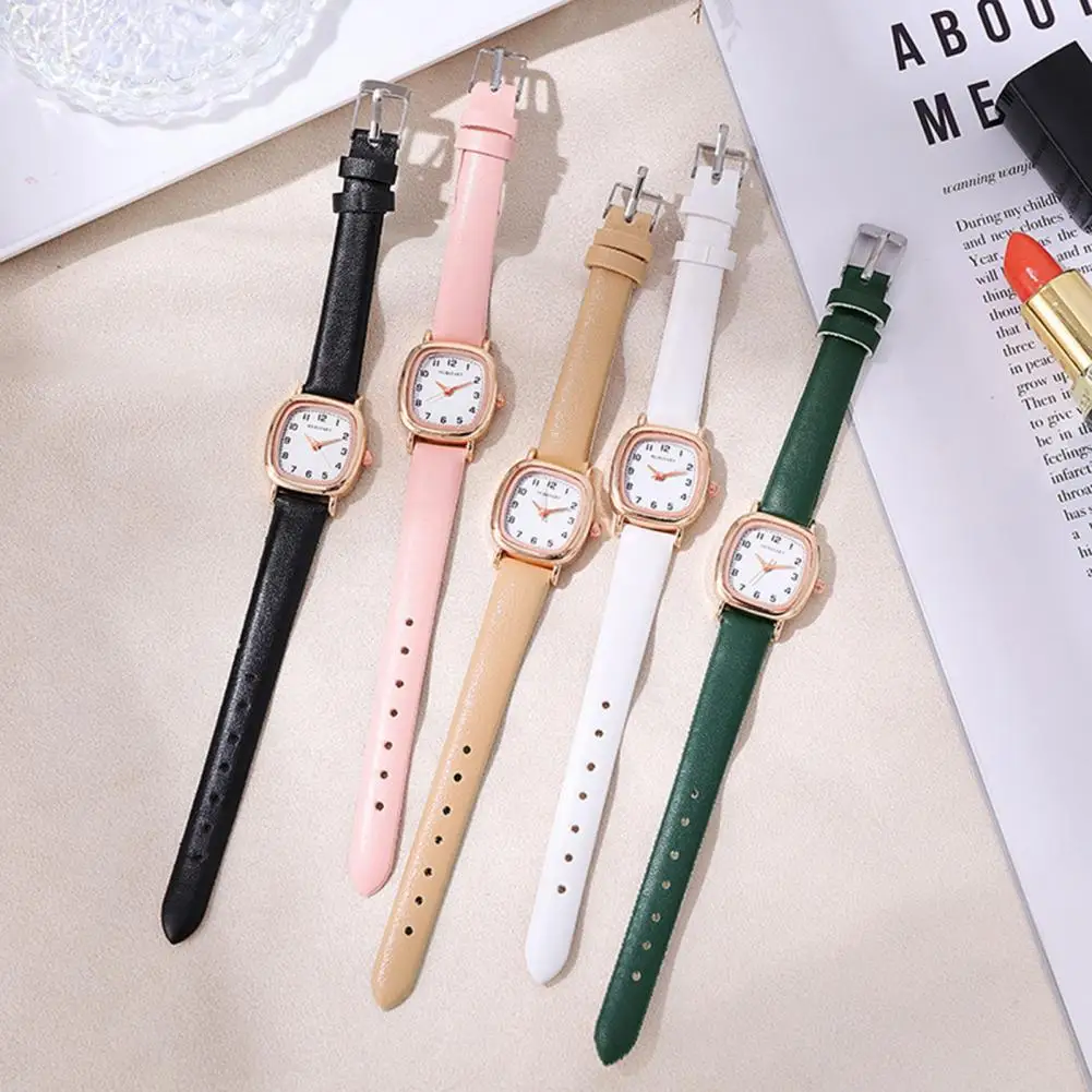 Women Belt Watch Elegant Square Dial Quartz Watch with Adjustable Faux Leather Strap High Accuracy for Commute for Wear