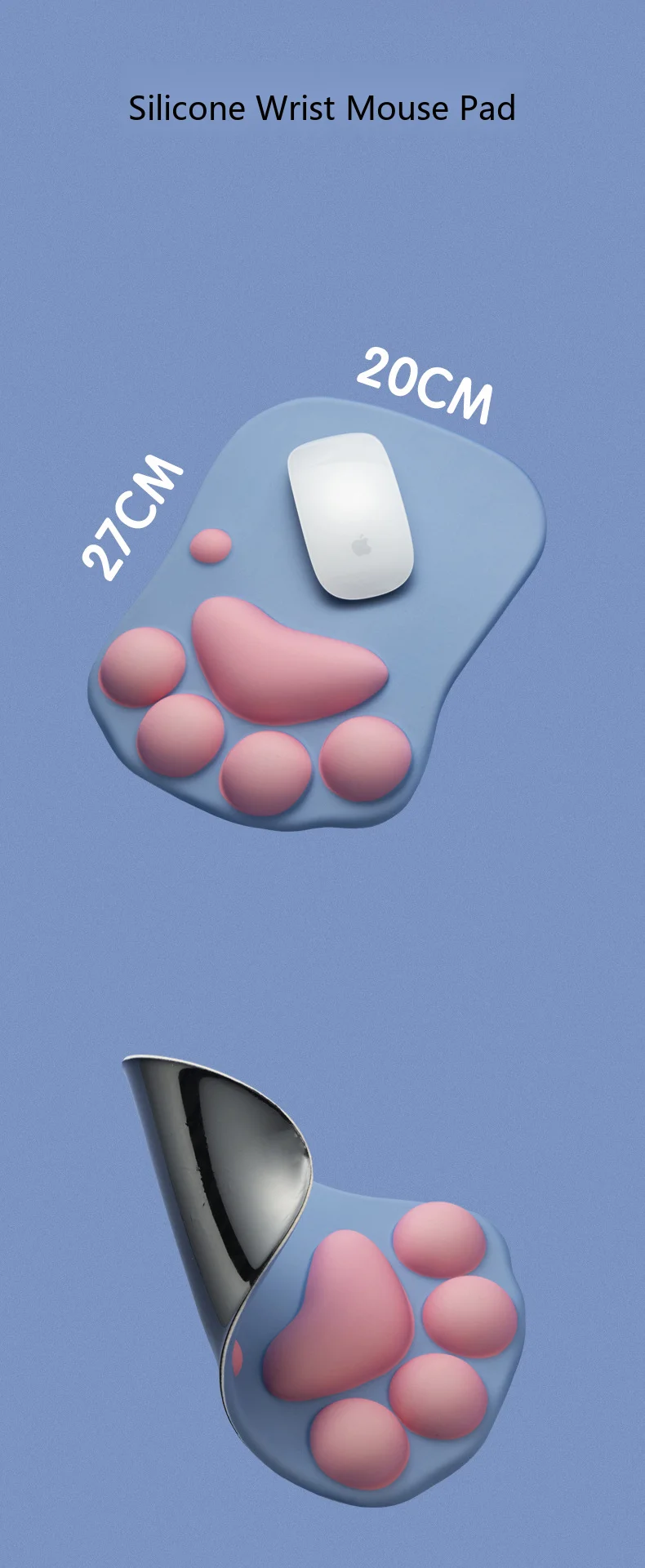 Katzenpfoten-Handballenauflage aus Memory-Schaum für Tastatur, ergonomische Schreibtischunterlage für Büro und Gaming, 3 Größen, 10 Farboptionen – Detail 4