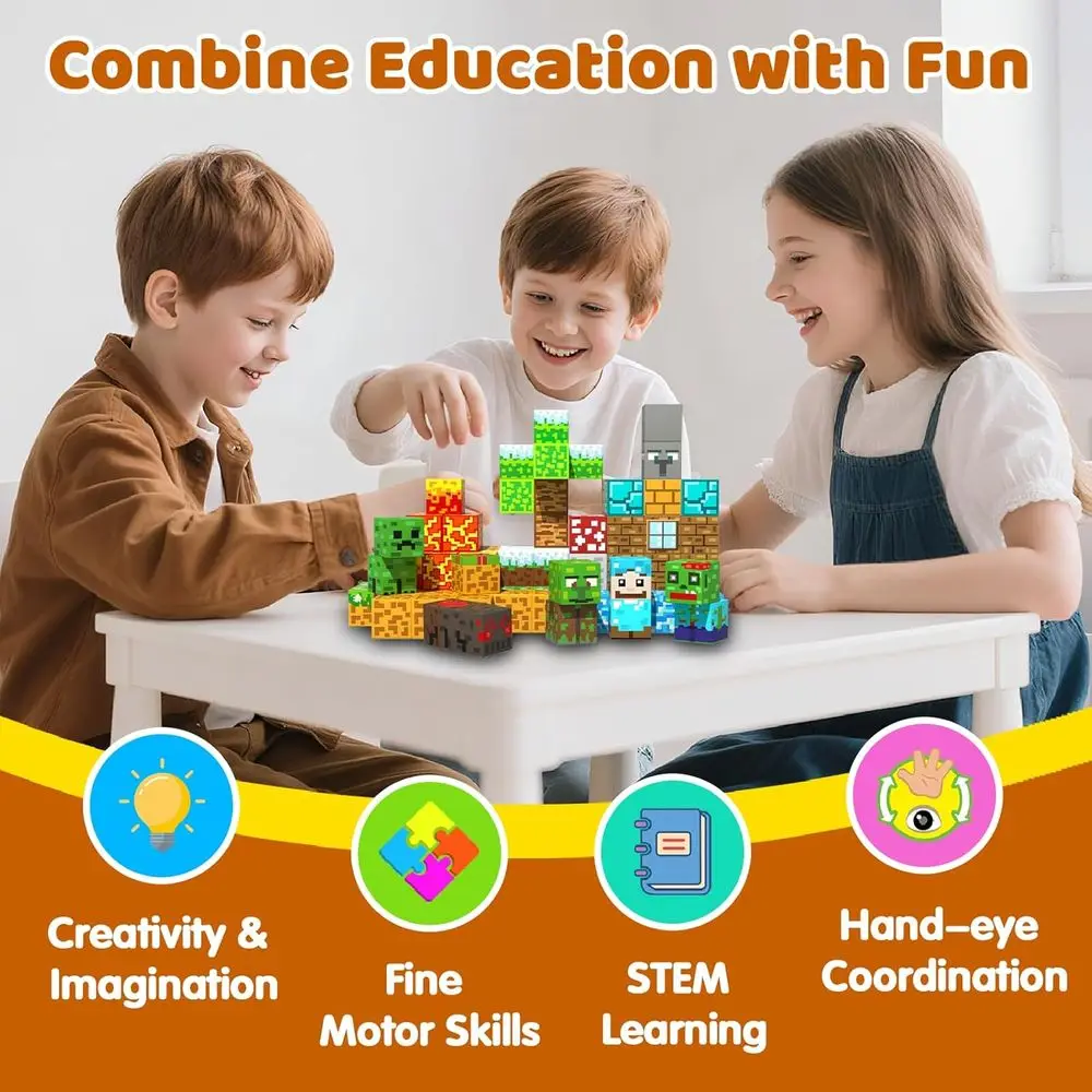 어린이용 100피스 자석 블록 세트, STEM 영감을 받은 감각 블록, 3세 이상 이상적인 선물