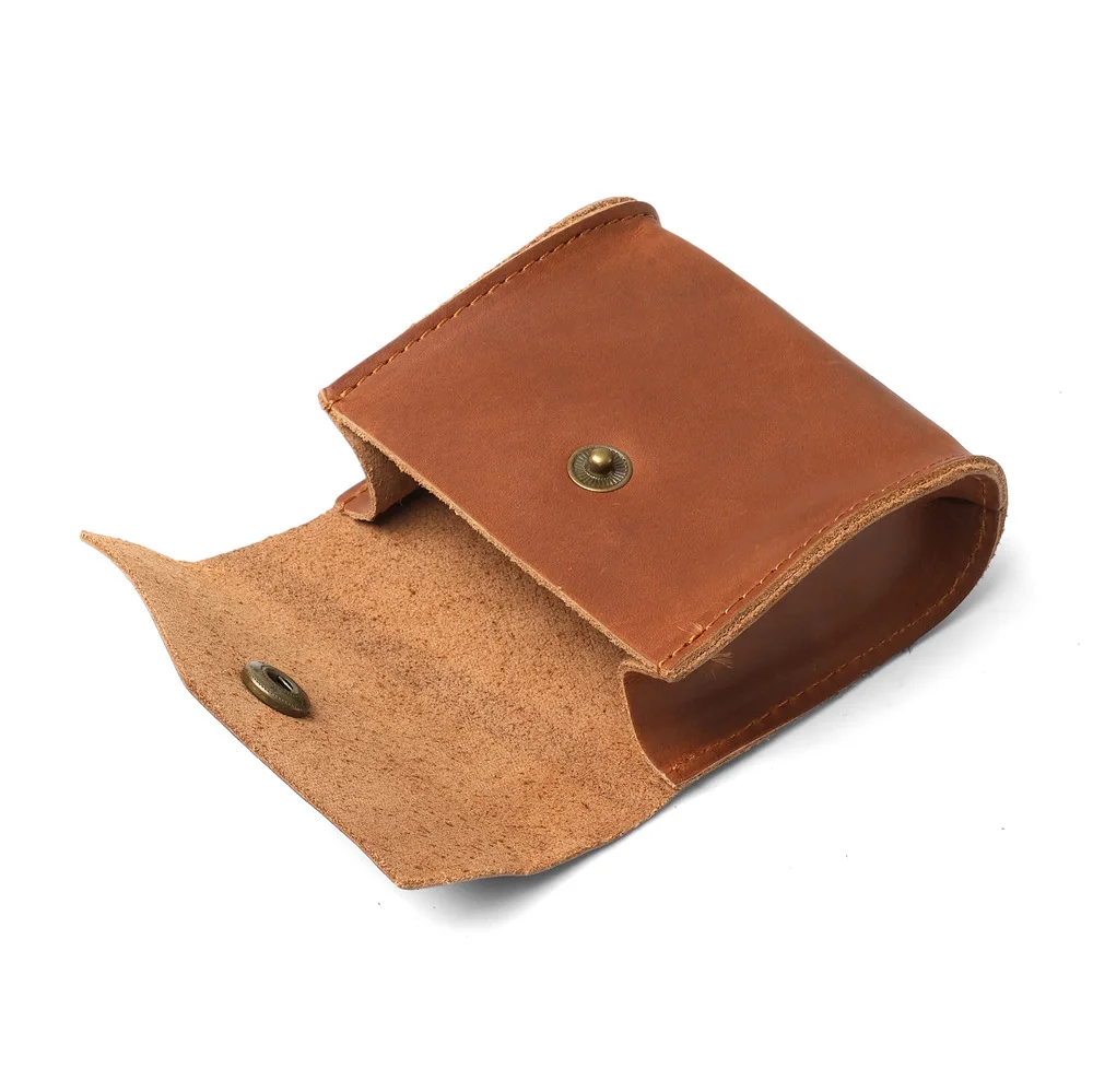 1144 Unisex black genuine leather coin purse, retro casual small coin purse, top layer cowhide small wallet