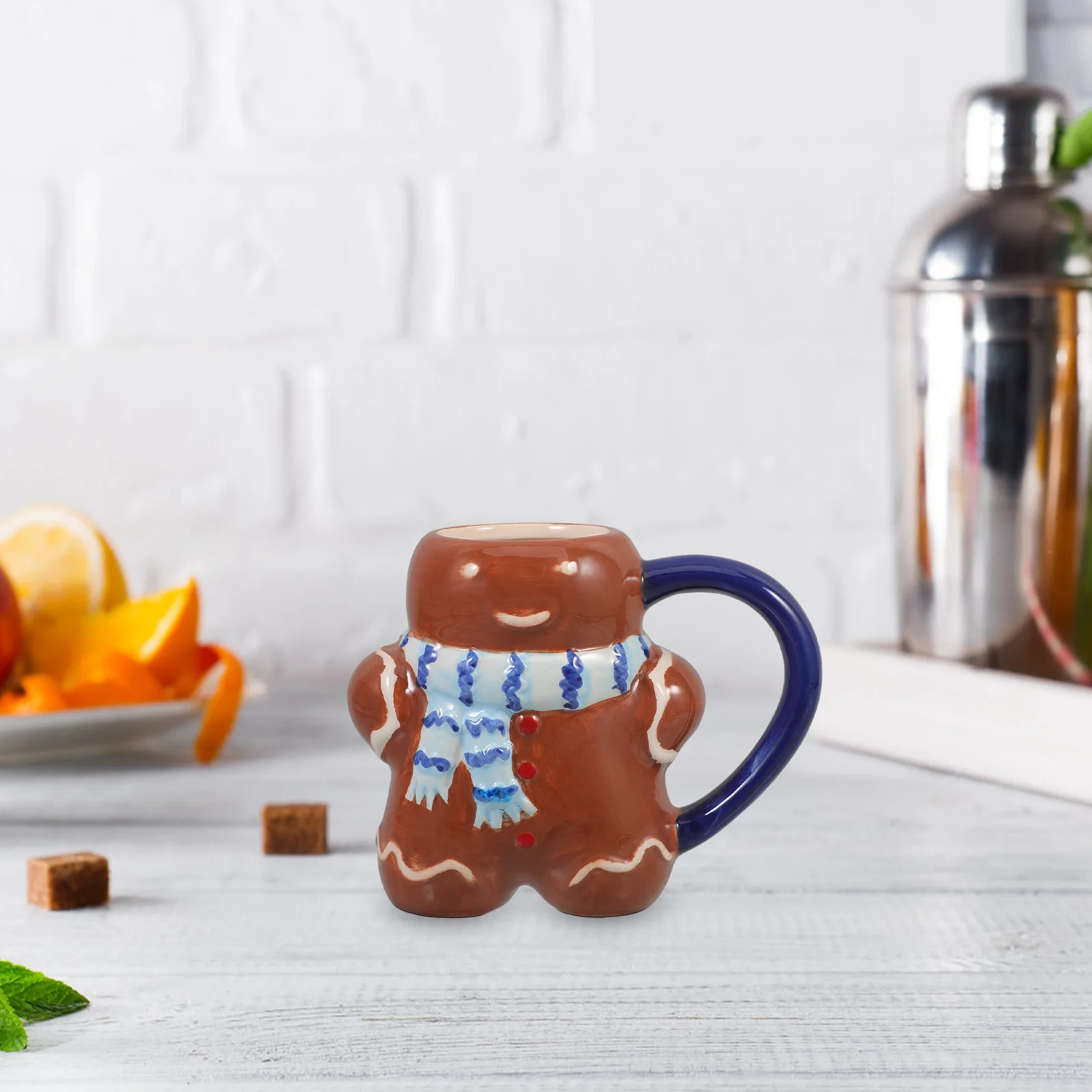 

Gingerbread Man Christmas Ceramic Mug Multi Functional Coffee Cup Decorative Milk Cup for Home Office Cafe Gingerbread Mug