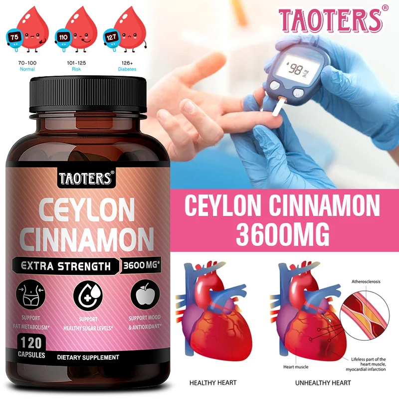 

Ceylon Cinnamon Capsules with Ginger, Turmeric, Antioxidant, Support Joint Bone Heart Digestive Metabolic & Immune Health