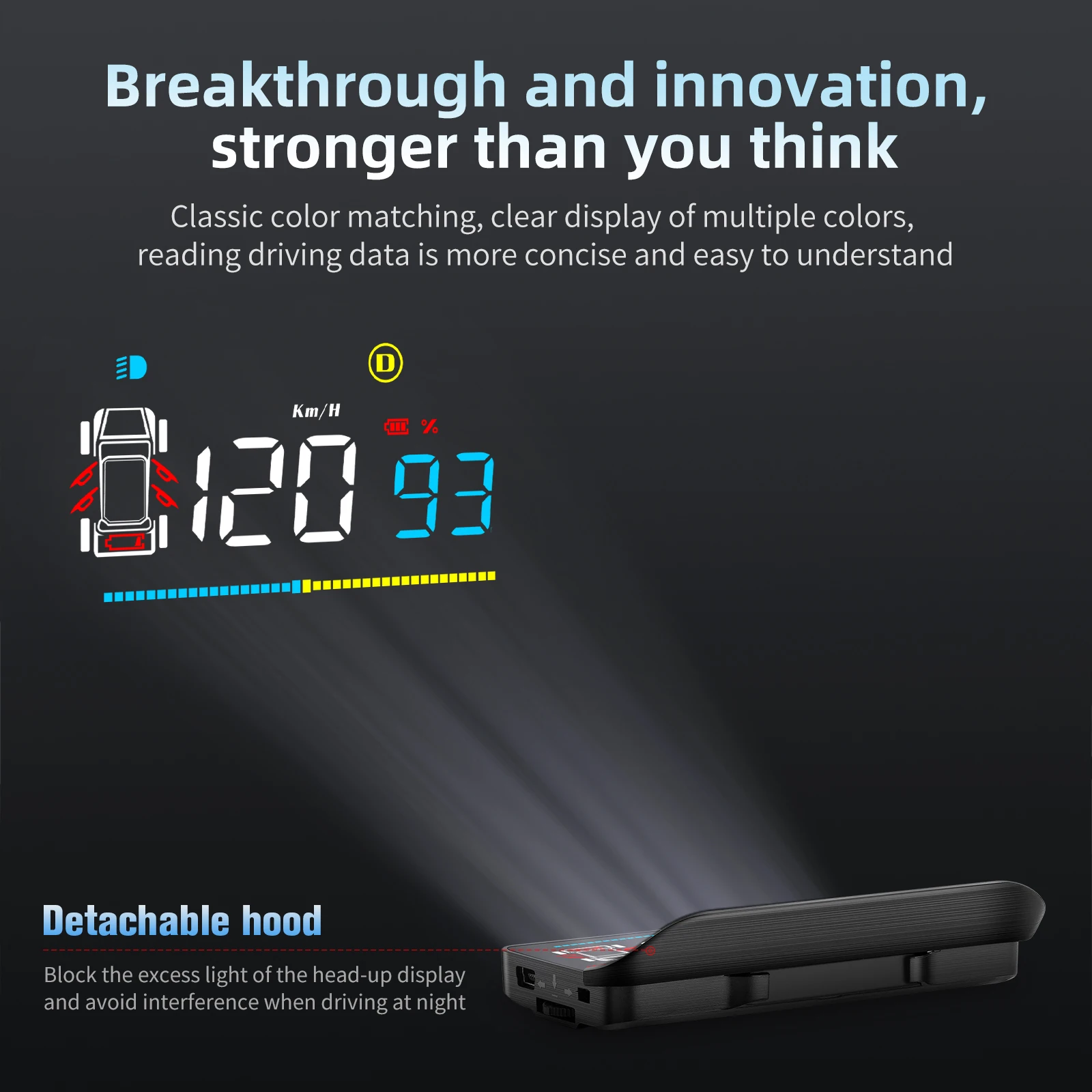WiiYii Factory Direct 4-inch LED GPS Head-Up Display Speedometer Auto Meter Type-C Connection for Tesla Model 3/Y Model T4 view 3