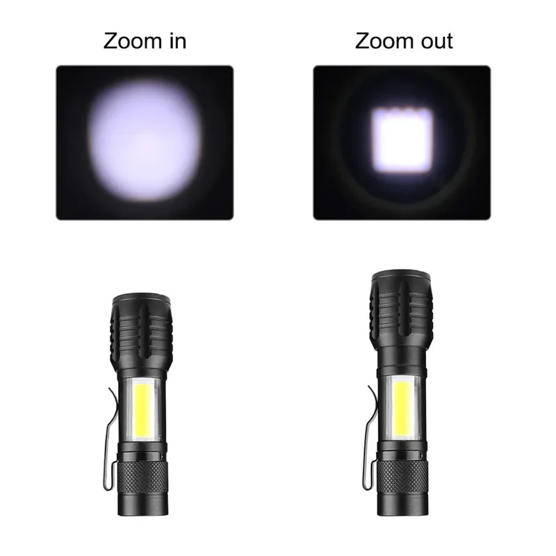 Built In Battery XP-G Q5 Zoom Focus Mini Led Flashlight Torch Lamp Lantern 2000Lumen Adjustable Penlight Waterproof T6 Led Light