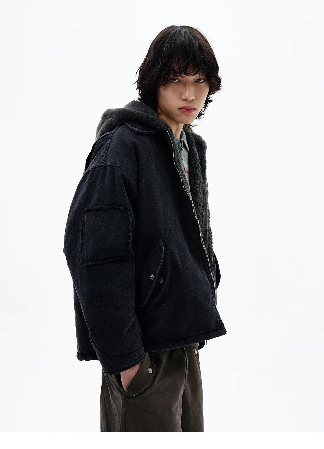 سترات رجالية وشتاء 2025 جديدة على الطراز الأمريكي بتصميم كلاسيكي مكون من قطعتين سترات رجالية راقية أنيقة معاطف دافئة فضفاضة ومريحة أنيقة #3