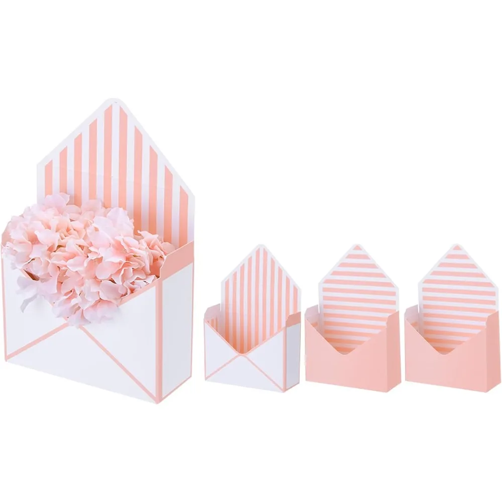 

Paper Flower Gift Bags Set, 4 Pcs Paper Bouquet Flower Gift Bag with Handle Small Folding Hand Hold Envelope Box for Flo
