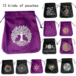 Tree of Life Velvet Tarots Cards Bag Rune Constellation Witch Divination Board Games Accessories Jewelry Dice Storage Bag Pouch