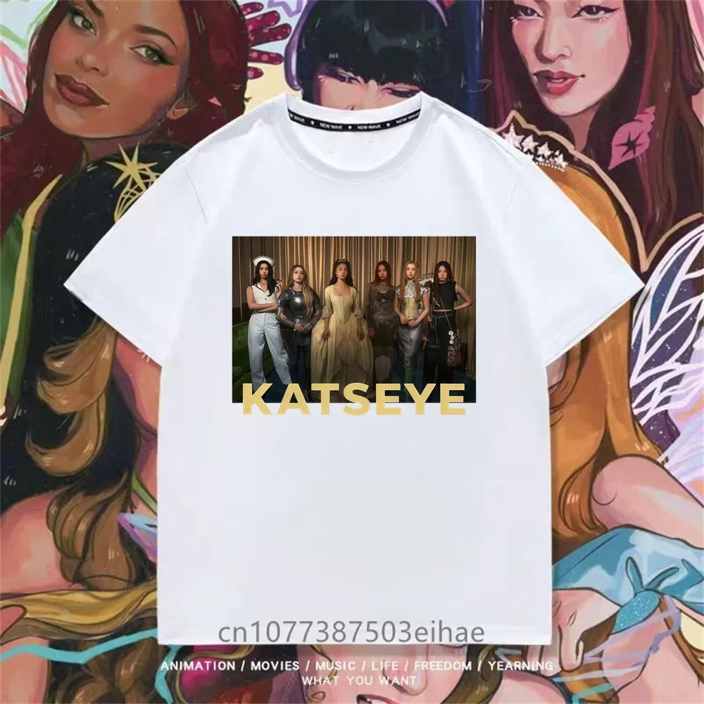 Katseye Unisex Short-sleeved T-shirt for Boys and Girls Featuring K-pop Styles Like Megan Daniella Manon Lara Sofia and Yunchae