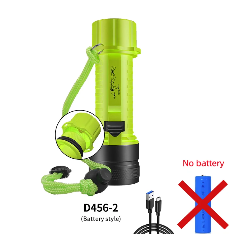 Sterk licht duikzaklamp led duiken nachtduiken super helder diep water professionele kwaliteit p50 waterdicht buiten