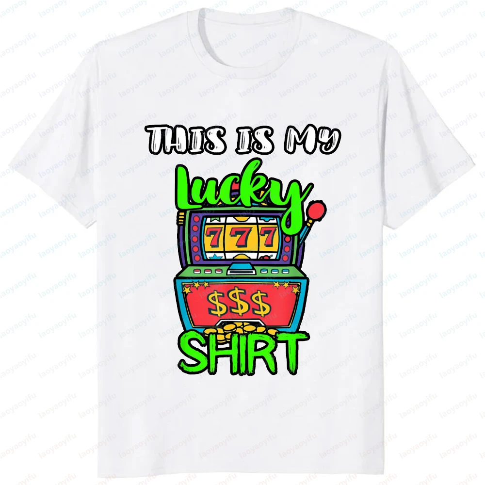 Casino Slot Machine Gambling Jackpot Vegas Graphic Printed T-Shirt Casual Fashion Loose Short Sleeve Man Women Clothing