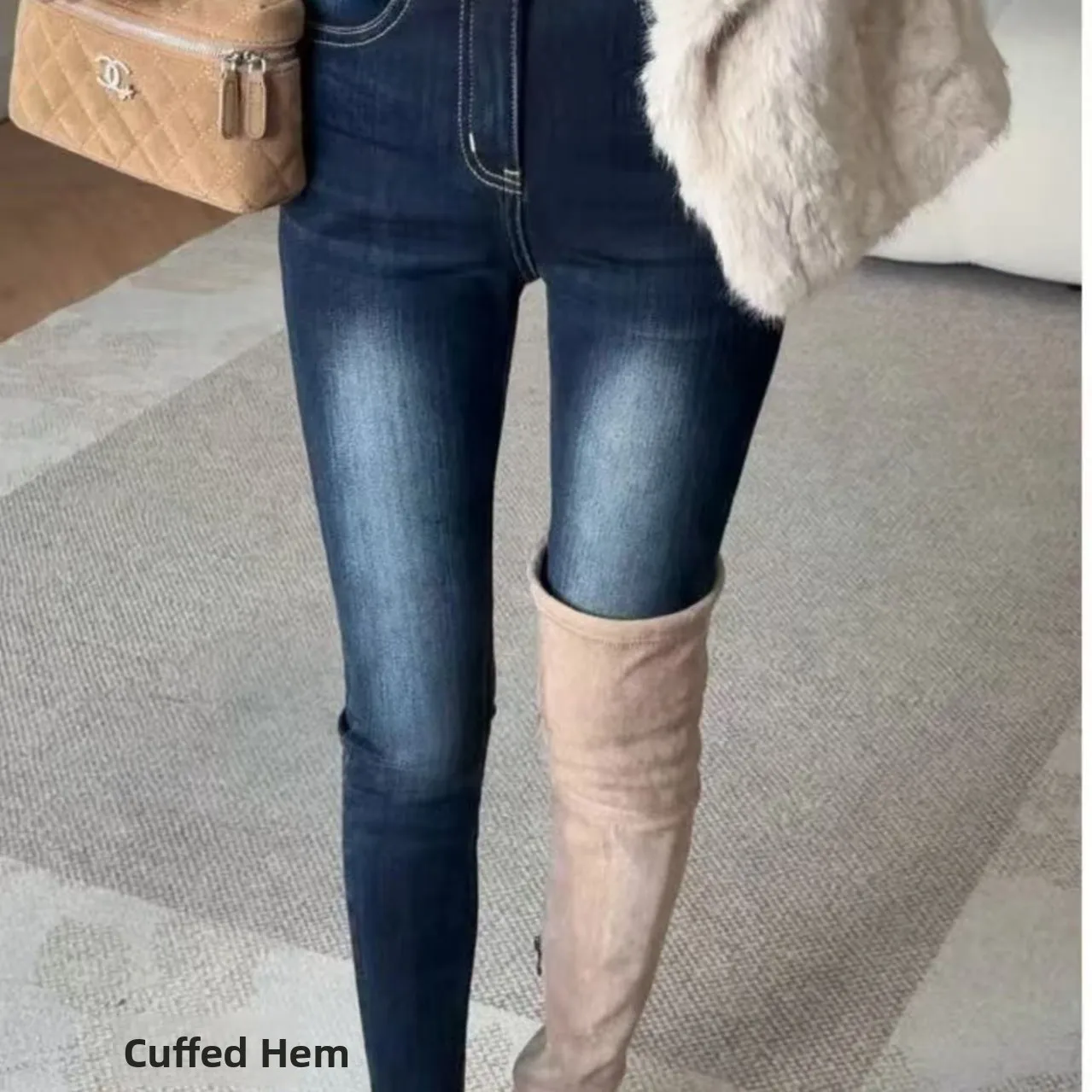 Sexy High Waist Body Shaping Slim Fit Jeans Korean Style Four Seasons Hip Enhancing Tummy Control Stretch Denim Pants