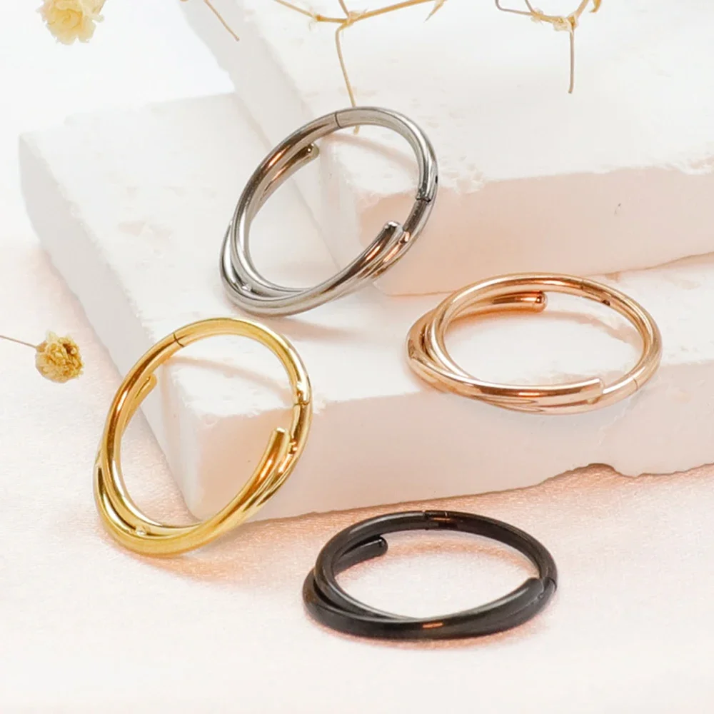 Piercing Nose Ring F136 Titanium Piercings Daith Earring 16G Hoop Septum CZ Clicker Hinged Segment Ear Cartilage 6/8/10/12mm