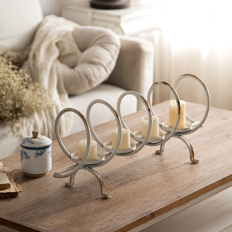 2025 Classic New Vintage White Candlestick 4 Branch Church Candlestick Religions Candle-Holders