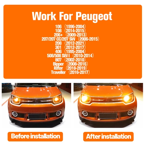 Imagen 2 del producto 2x lámpara de luz LED de intermitente Canbus PY21W BAU15S para Peugeot 106 108 206 207 CC SW 208 301 406 508 807 Rifter de cremallera viajero