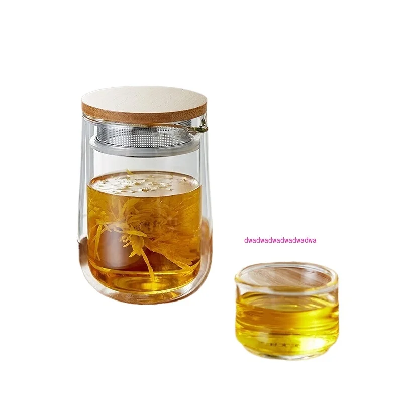 

High borosilicate double-layer glass tea separation cup travel insulation high temperature resistant milk coffee cup