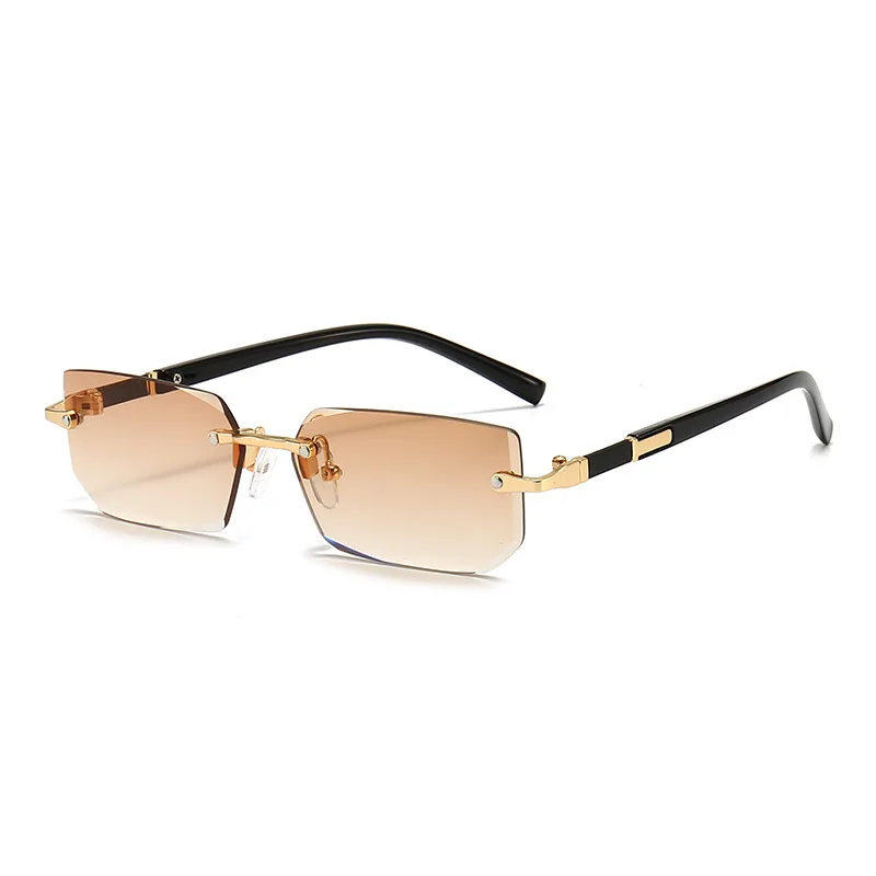 1PCS/2PCS/3PCS Randloze Zonnebril Rechthoek Mode Populaire Vrouwen Mannen Shades Kleine Zonnebril voor Vrouwelijke Mannelijke Reizen Oculos