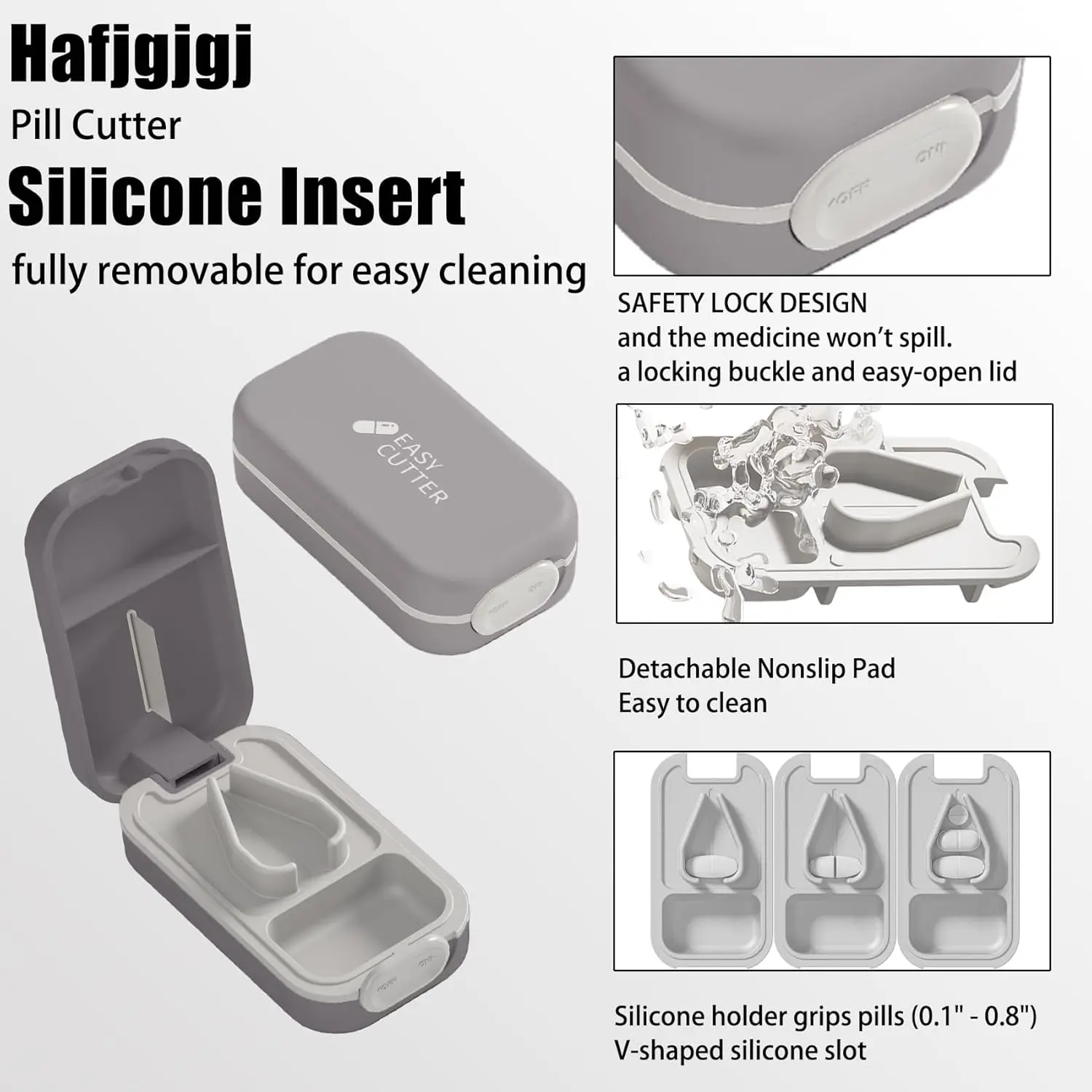 Pill splitter suitable for small or large pills, with safety lock - precise and convenient travel friendly design, suitable for