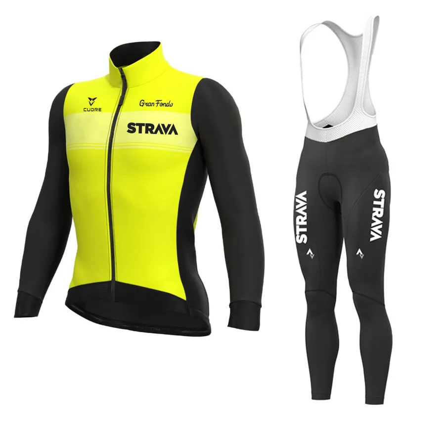 2024 STRAVA Men\'s Cycling Jersey Sets Sports Clothing Bike Man Maillot Cycling Man Long Sleeve Bicycles Mountain Bikes Bib Mtb